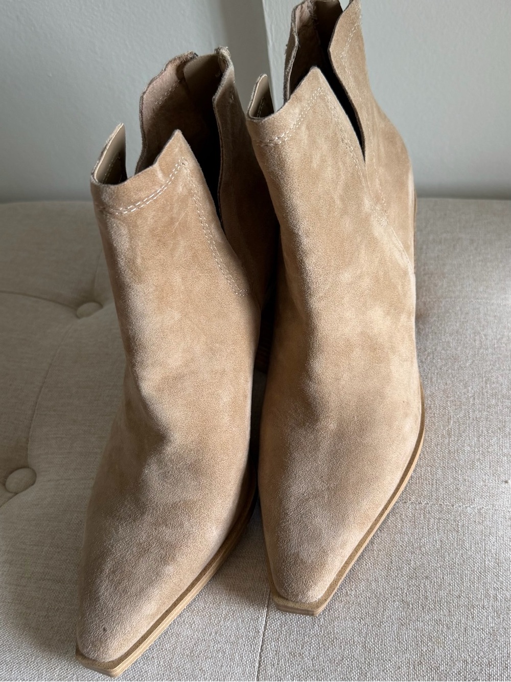 Steve Madden Tan Suede Pointed Ankle Booties